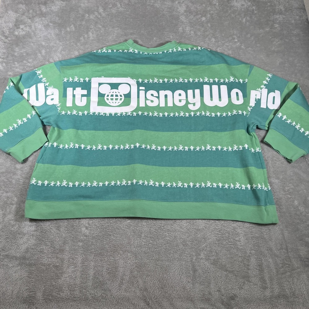 Disney Walt Disney World Striped Spirit Jersey Womens 2XL Green Cropped Boxy